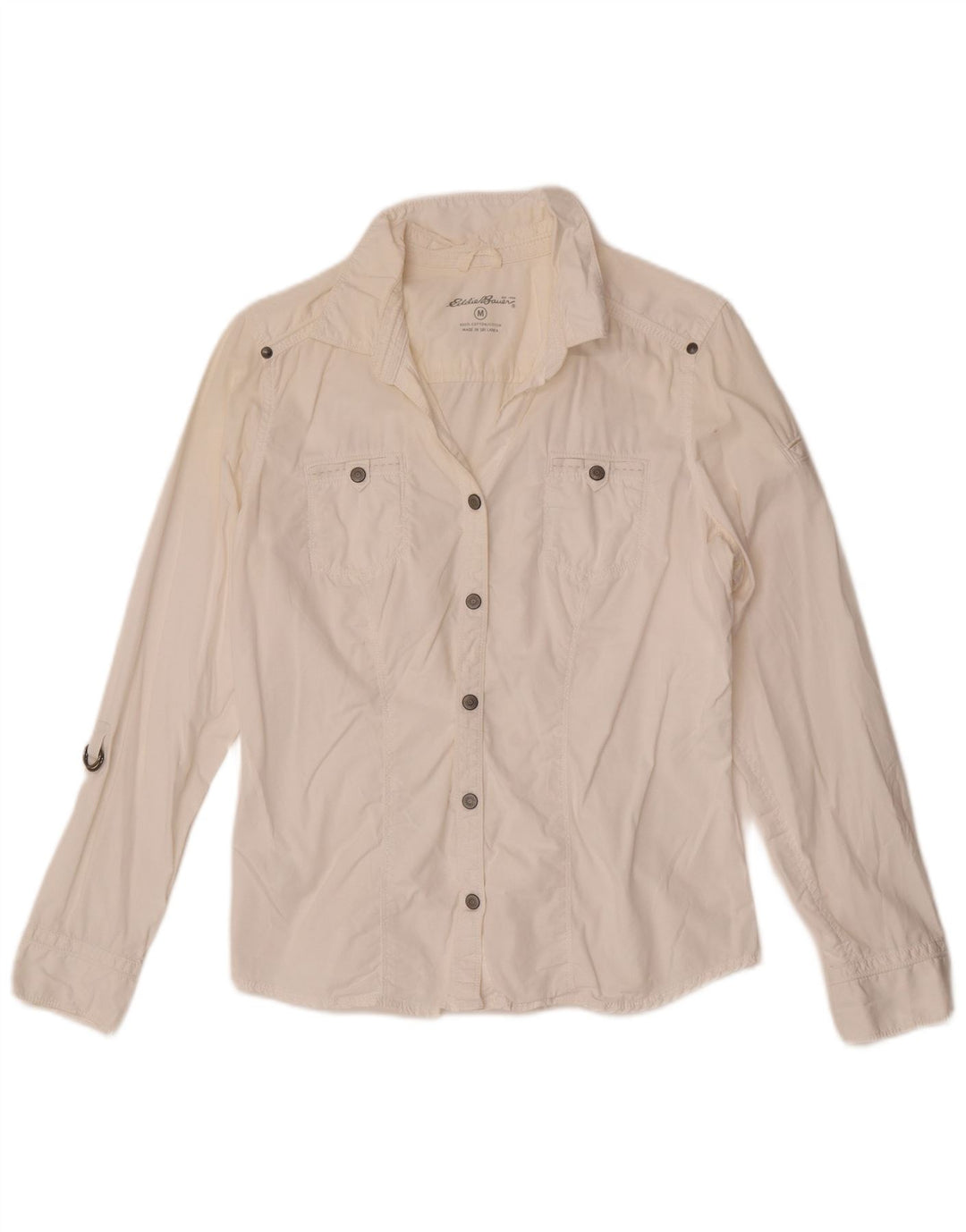 Camicia da donna Eddie Bauer UK 14 cotone bianco medio