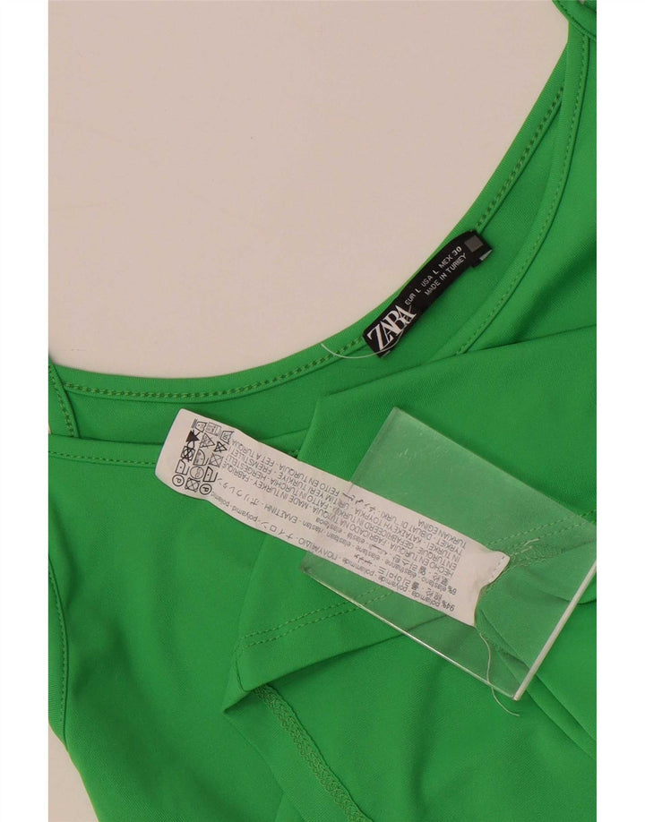 Canotta da donna Zara UK 14 grande verde in poliammide