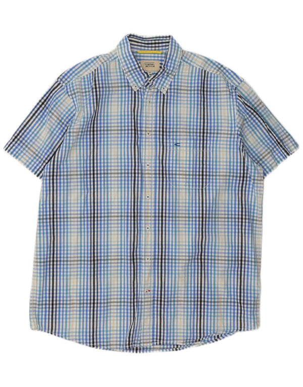 Camicia a maniche corte da uomo Camel Active XL in cotone a quadretti blu