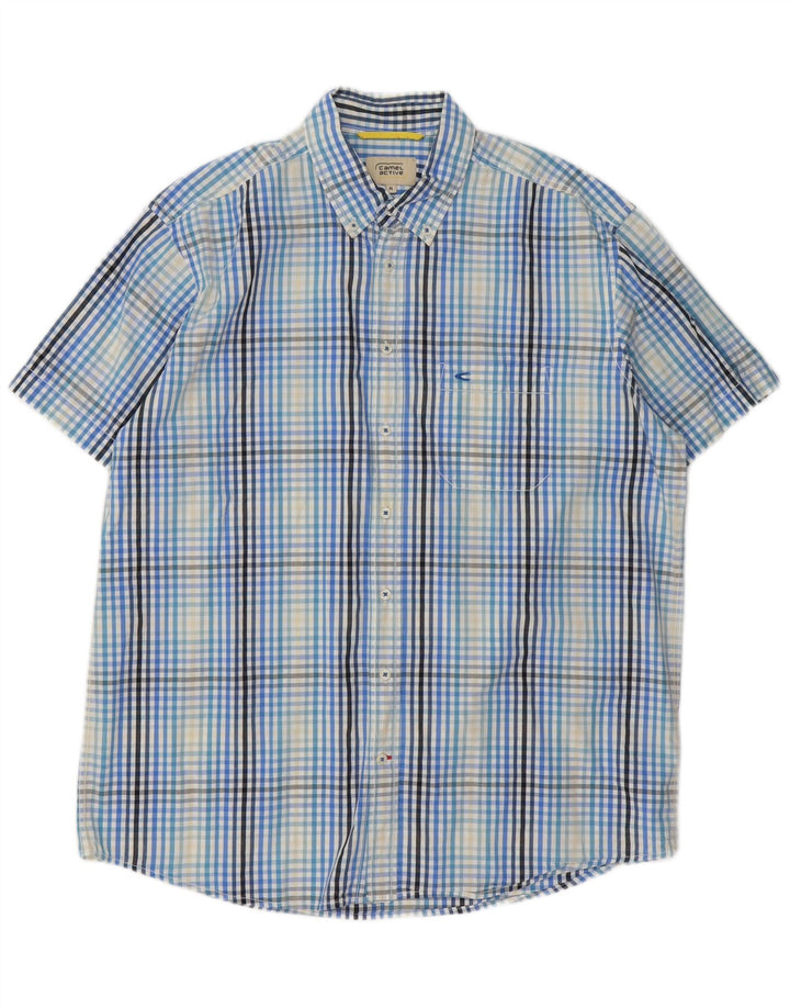 Camicia a maniche corte da uomo Camel Active XL in cotone a quadretti blu