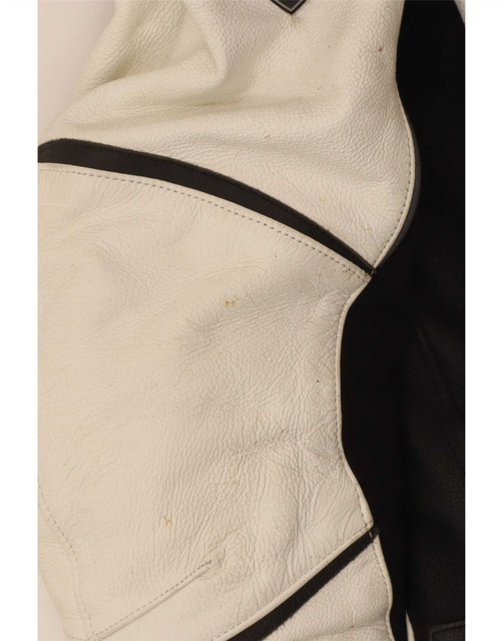 Giacca da pilota in pelle grafica da uomo Vanucci EU 48 Small White Colourblock