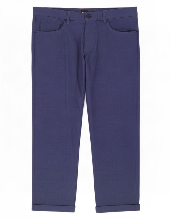 Pantaloni casual da uomo dalla vestibilità regolare Hugo Boss W38 L28 pied de poule blu navy