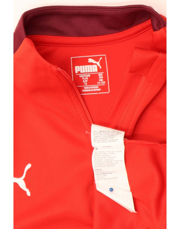 Maglia da tuta Puma da ragazzo con zip e collo, 11-12 anni, colore rosso