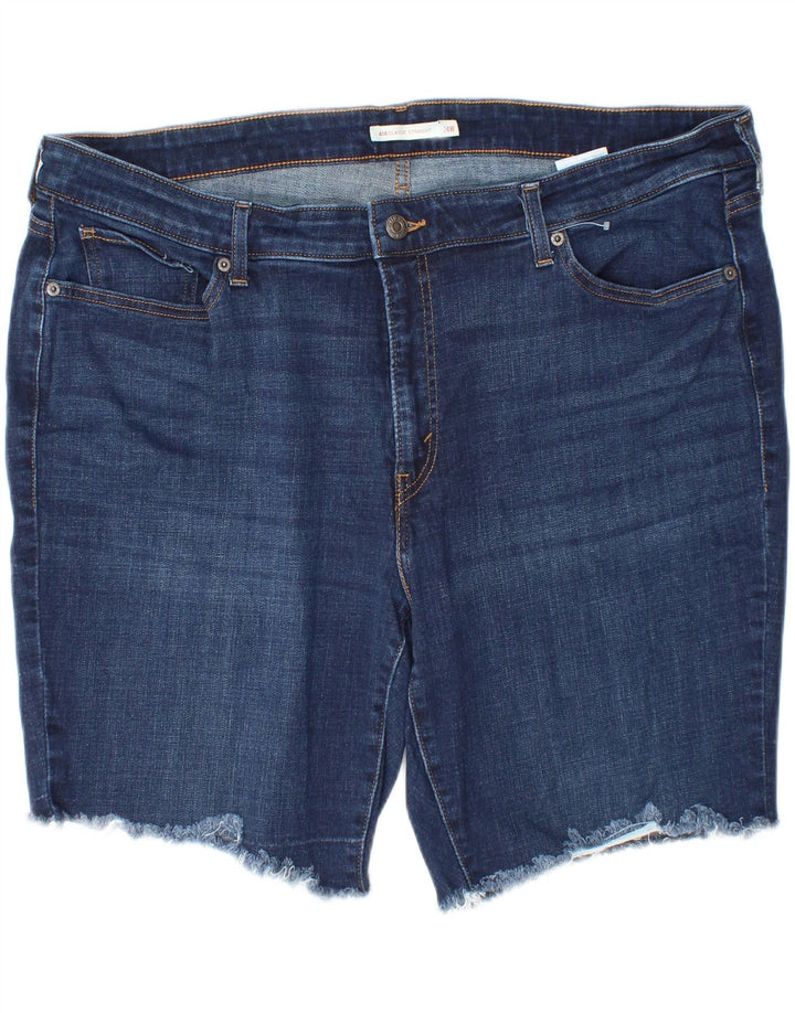 LEVI'S Womens Plus Size Classic Fit Denim Shorts US 24 2XL W46 Blue Cotton Vintage Levi's and Second-Hand Levi's from Messina Hembry 