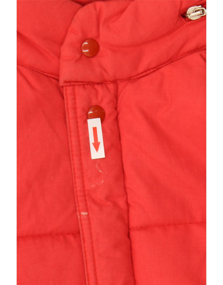Giacca imbottita con cappuccio vintage da uomo IT 46 Small Poliestere color block rosso