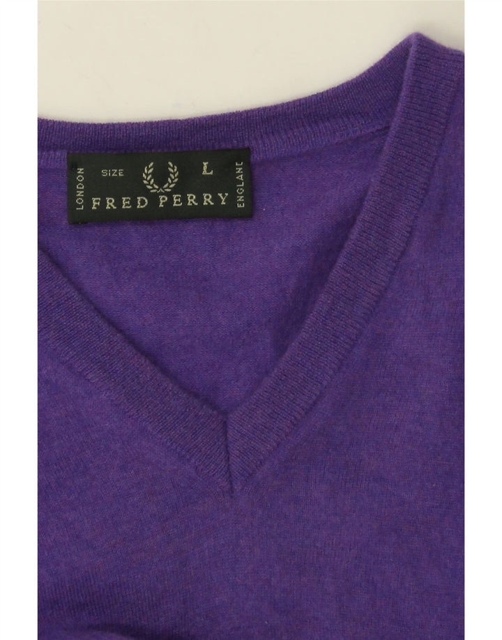 Maglione da uomo con scollo a V Fred Perry grande viola