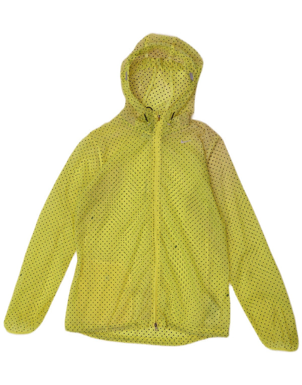 Giacca antipioggia con cappuccio Nike da donna UK 14 medio giallo maculato
