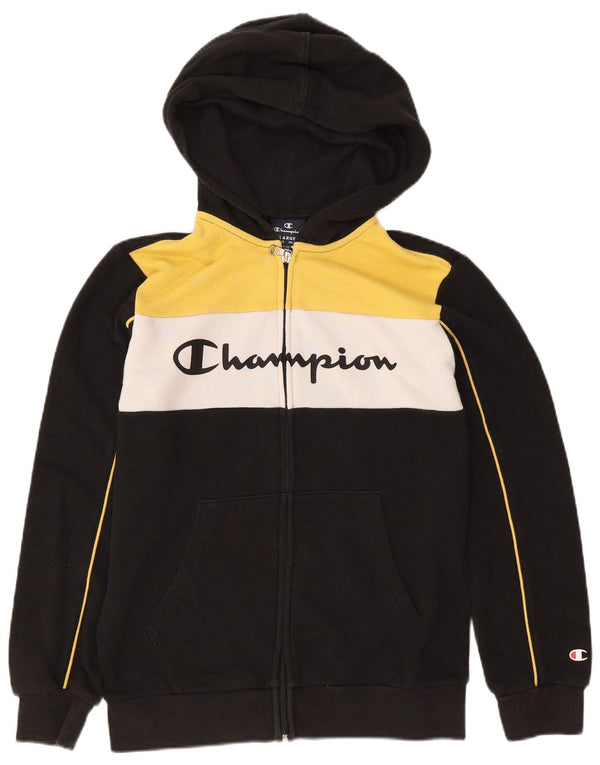 Maglione con cappuccio e zip Champion per ragazzi 11-12 anni Large Black Colourblock
