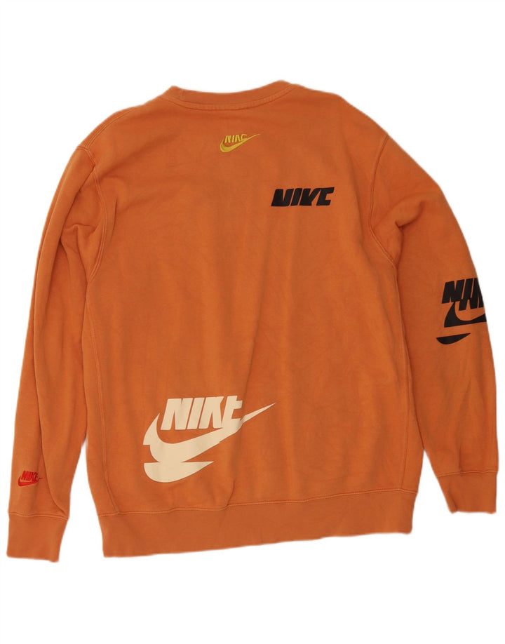 Felpa grafica Nike da uomo, maglione grande, cotone arancione