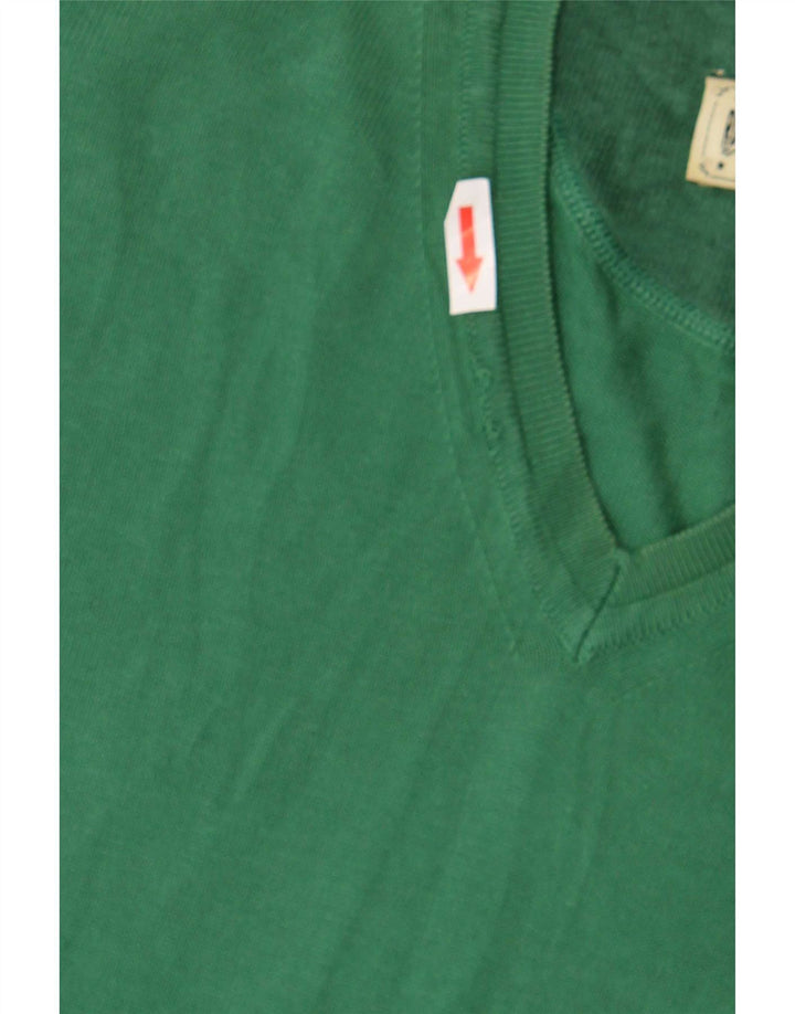 Maglione da uomo con scollo a V Marlboro Classics in cotone verde medio