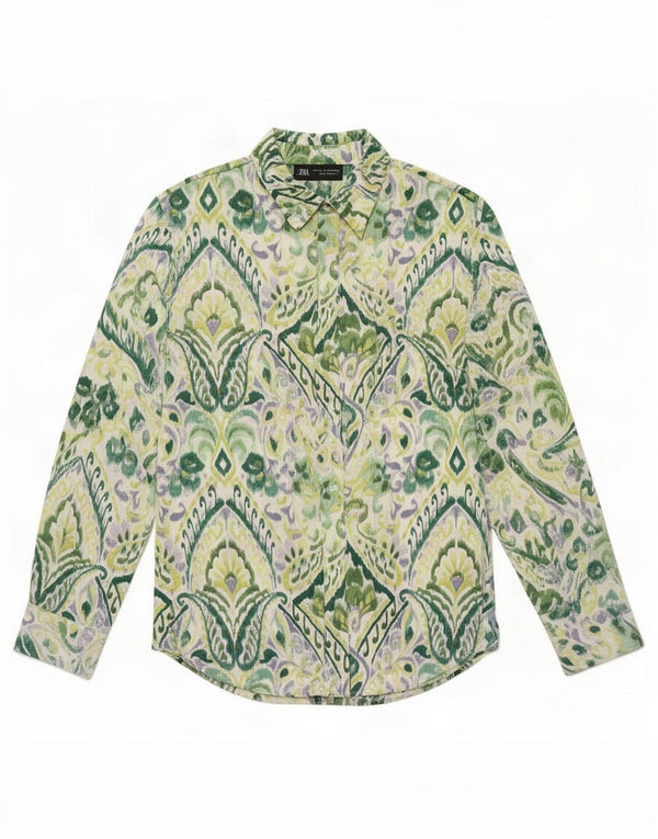 Camicia oversize da donna Zara UK 10 Small verde Paisley in poliestere