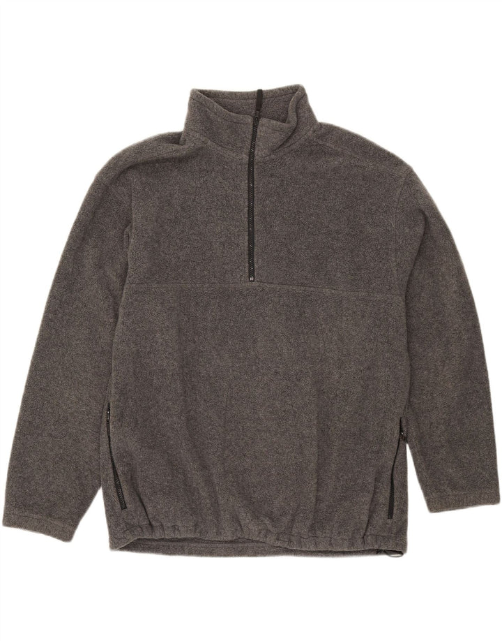 EDDIE BAUER Mens Zip Neck Fleece Jumper Large Grey Polyester Vintage Eddie Bauer and Second-Hand Eddie Bauer from Messina Hembry 