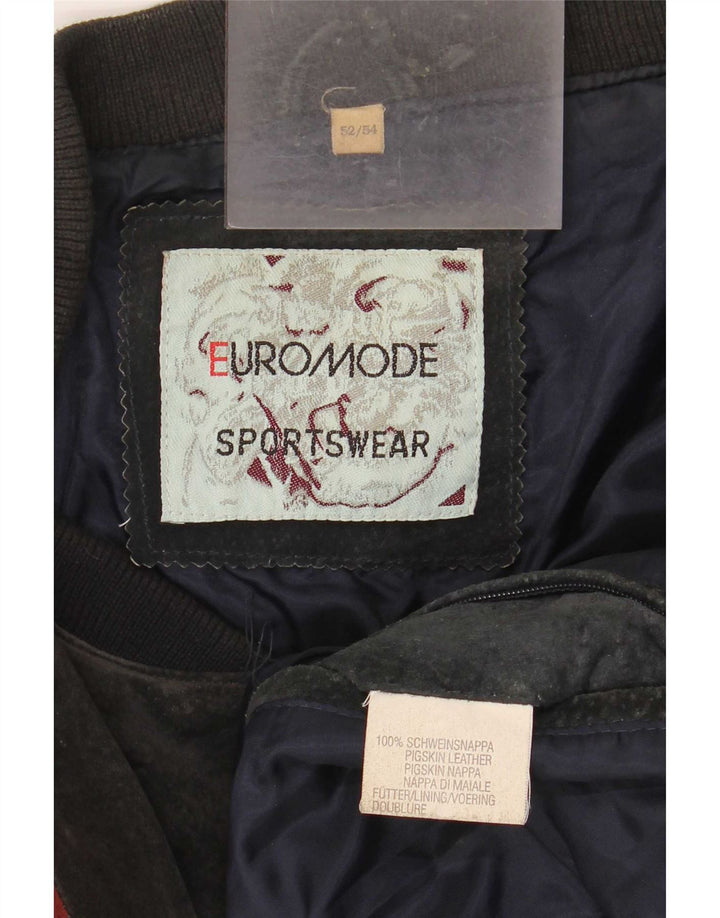 Giubbotto bomber in pelle scamosciata da uomo Euro Mode IT 52/54 XL Colourblock multicolore