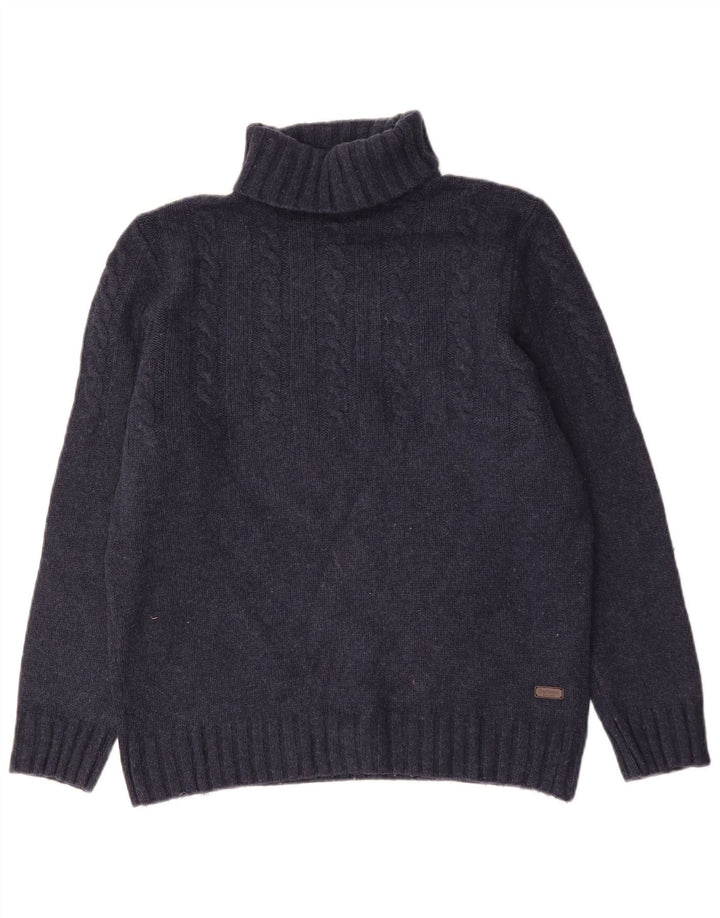 Barbour Maglione da uomo con collo alto e maglione grande in lana blu navy