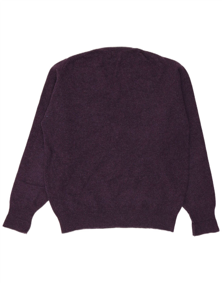 William Lockie Maglione da uomo con scollo a V, grande lana d'agnello viola
