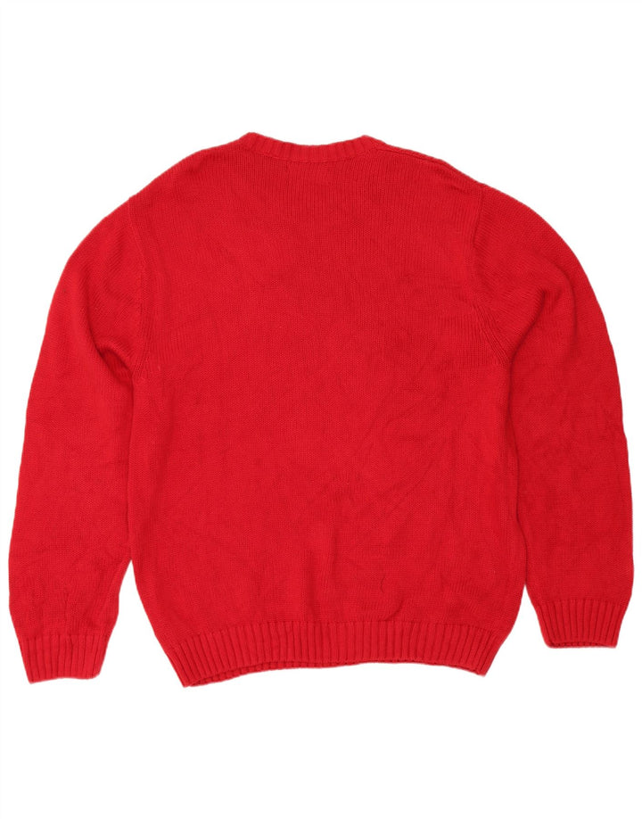 Chaps Uomo Maglione Girocollo Maglione Grande Cotone Rosso