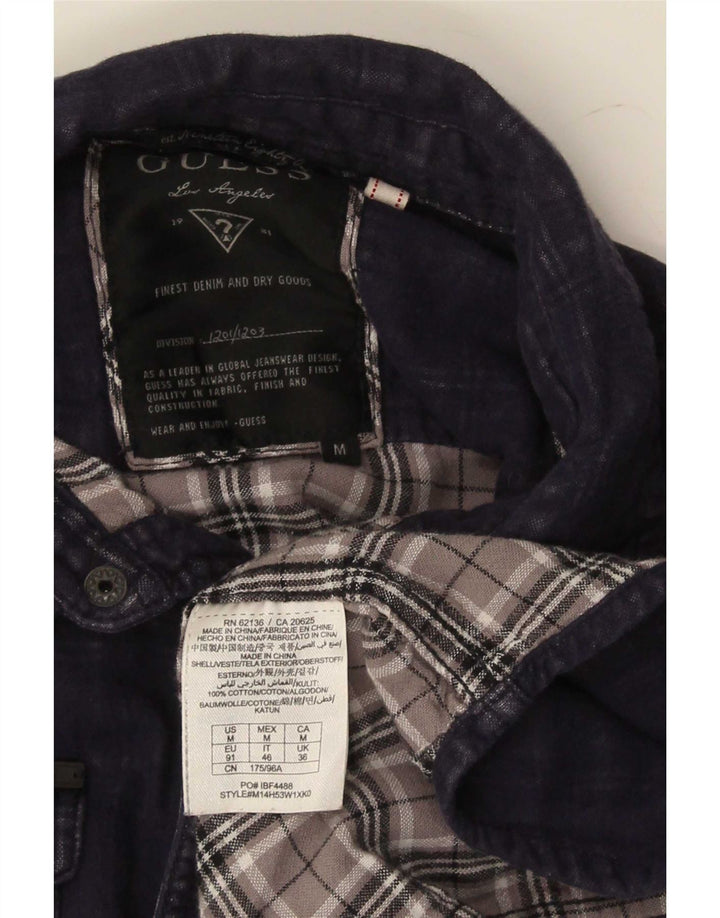 Camicia da uomo Guess taglia 36 piccola in cotone a quadri blu navy