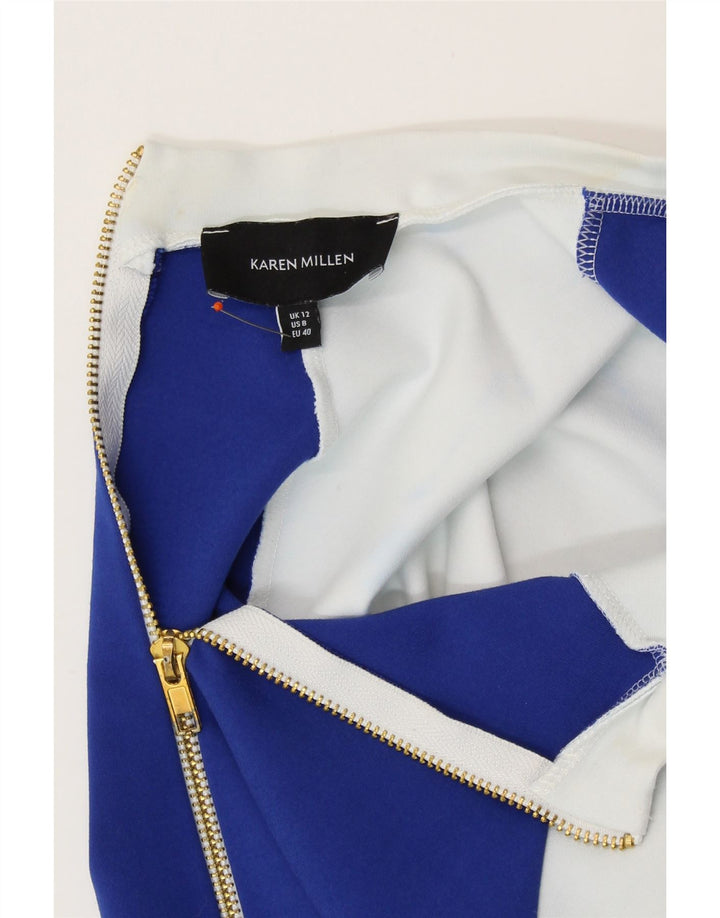 KAREN MILLEN Abito aderente da donna UK 12 Blu medio Colourblock moderno