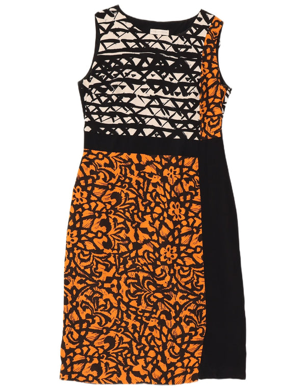 John Rocha Womens Sleeveless Sheath Dress UK 12 Medium Black Floral Viscose