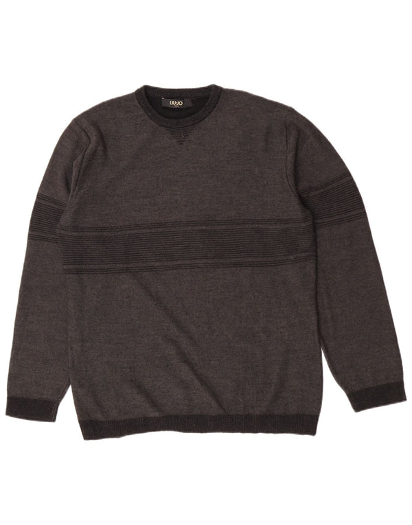 Maglione maglione girocollo da ragazzo Liu Jo 15-16 anni 2XL Acrilico a righe grigie