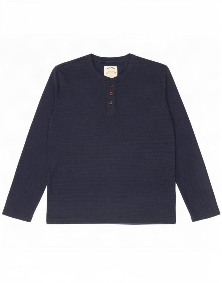Top da uomo Fat Face a maniche lunghe in cotone blu navy medio