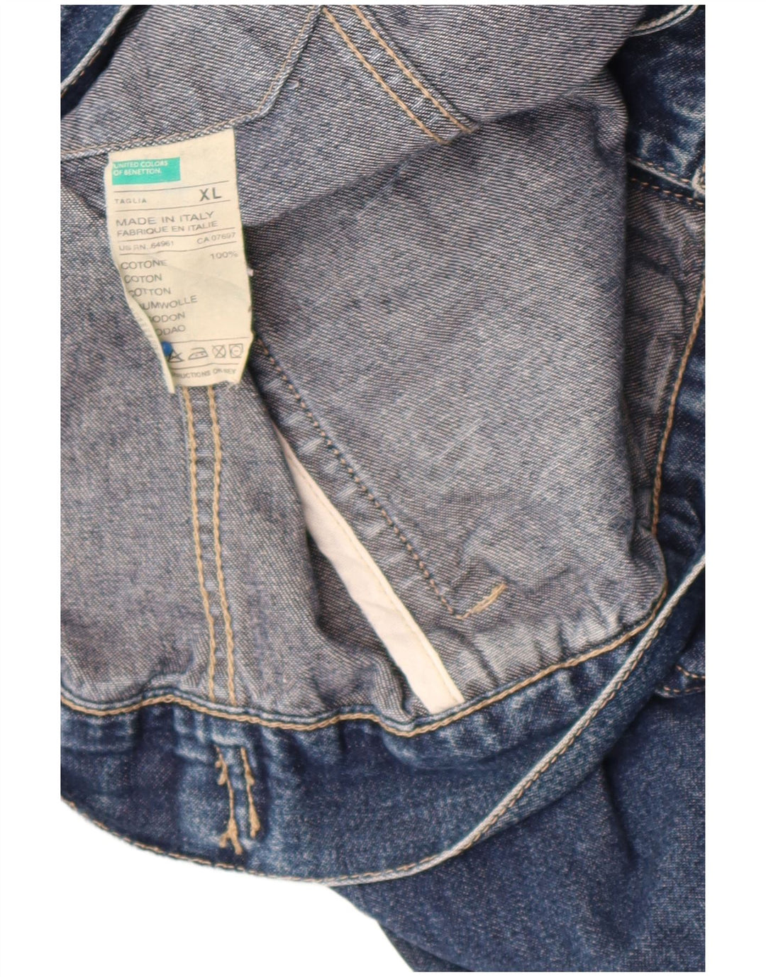 Giacca in denim da uomo Benetton UK 42 XL cotone blu