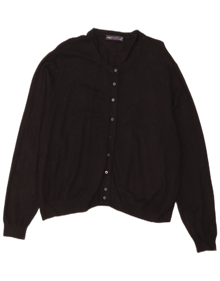Maglione cardigan da donna Marks & Spencer UK 22 2XL Viscosa nera