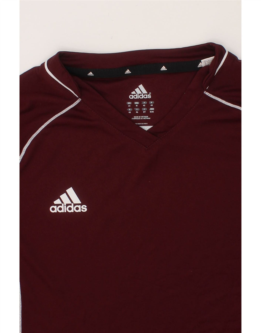 ADIDAS Womens Climacool T-Shirt Top UK 14 Medium  Maroon Polyester Vintage Adidas and Second-Hand Adidas from Messina Hembry 