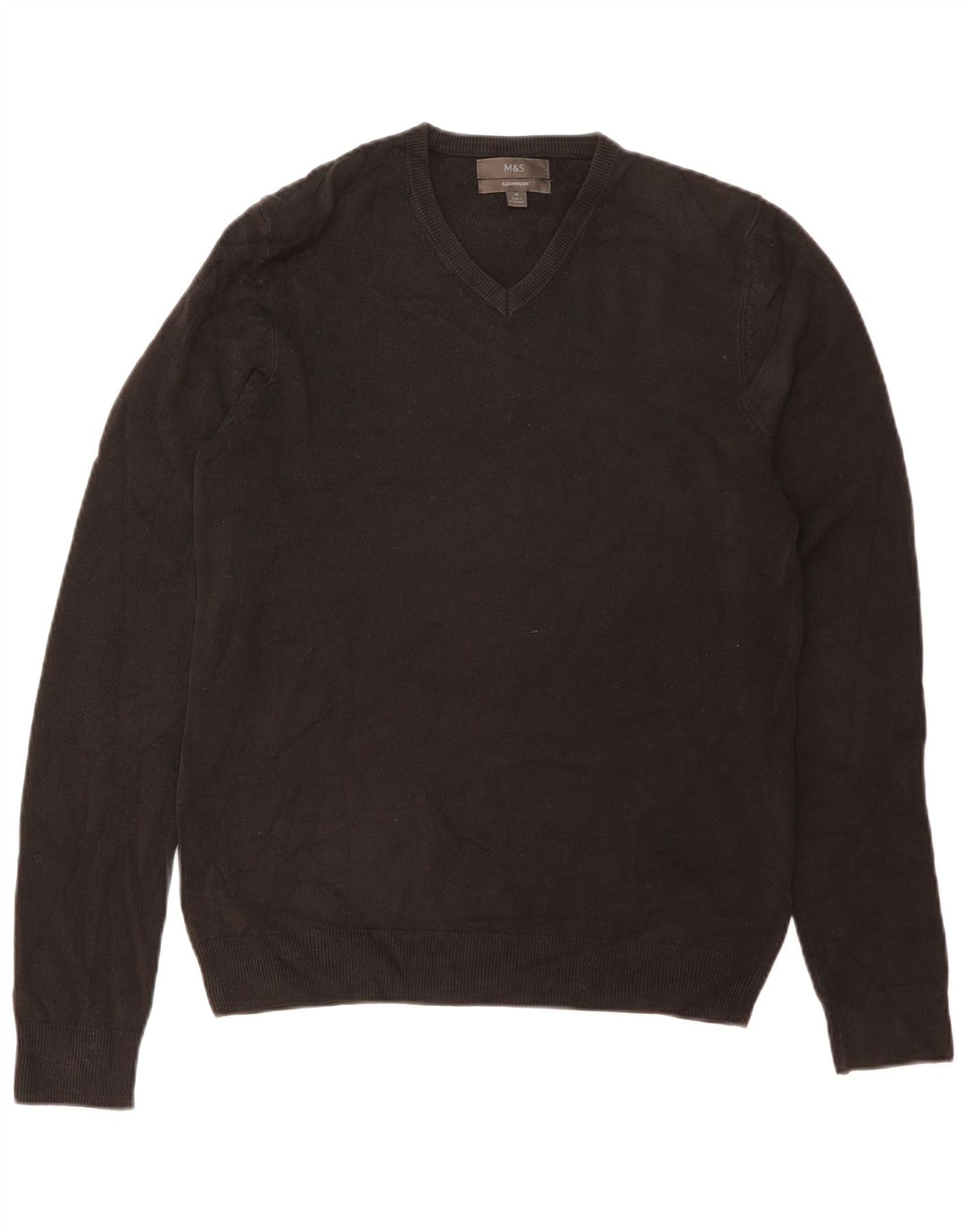 Maglione da uomo con scollo a V Marks & Spencer, acrilico nero medio
