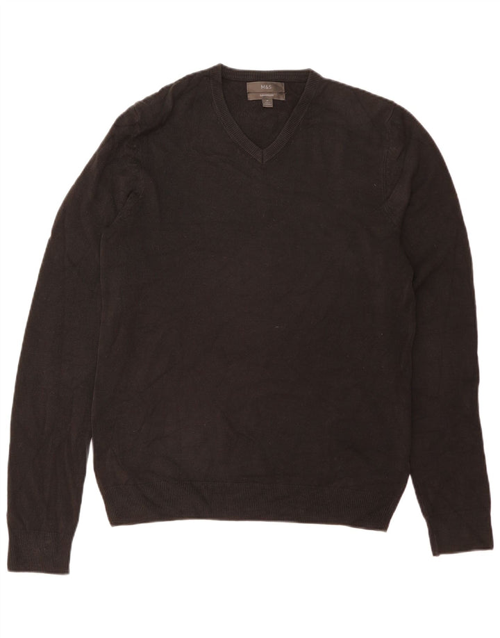 Maglione da uomo con scollo a V Marks & Spencer, acrilico nero medio
