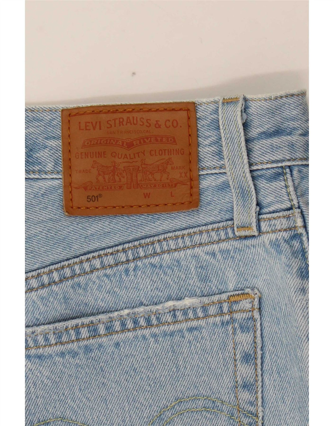Pantaloncini Levi's da donna 501 in denim invecchiato W26 piccolo cotone blu