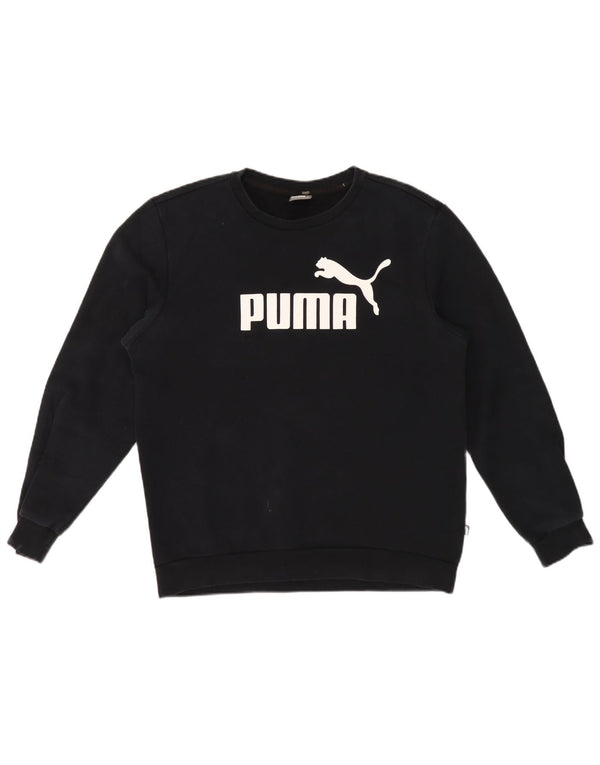 Felpa grafica da uomo Puma Felpa media in cotone nero