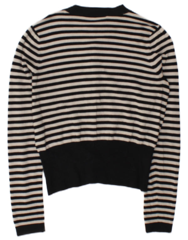 Coast Womens Cardigan Sweater UK 12 Medium Black Striped Viscose