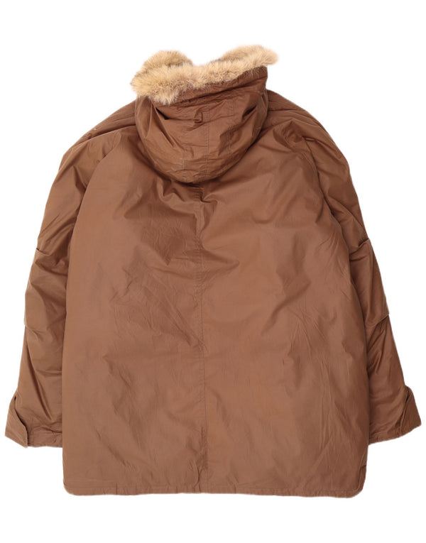 DIESEL Cappotto imbottito con cappuccio da uomo UK 44 2XL Poliestere marrone