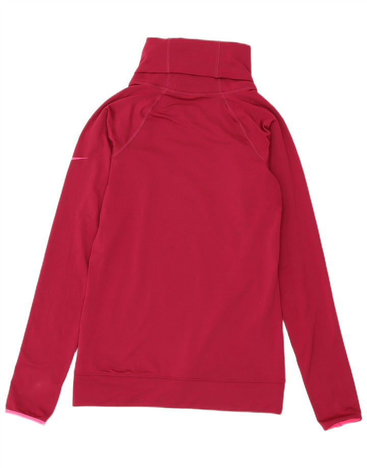 NIKE Felpa da donna Dri Fit con collo alto, maglione, UK 8, piccola, rosa, poliestere