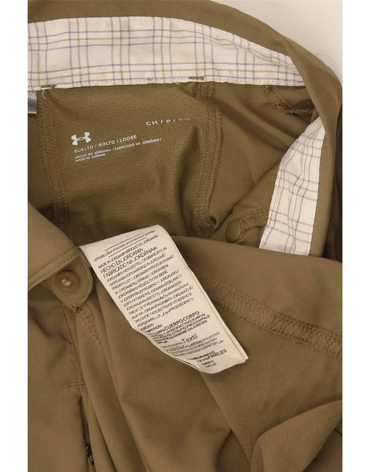 Camicia da uomo ampia Under Armour, piccola, in poliestere kaki