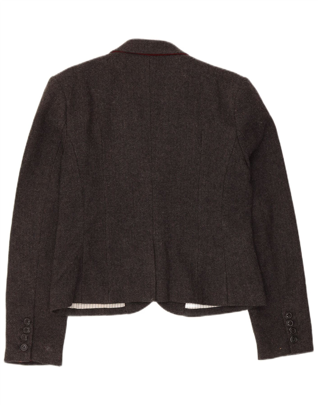 Giacca blazer da donna a 2 bottoni Superdry UK 14 grande lana a spina di pesce grigia