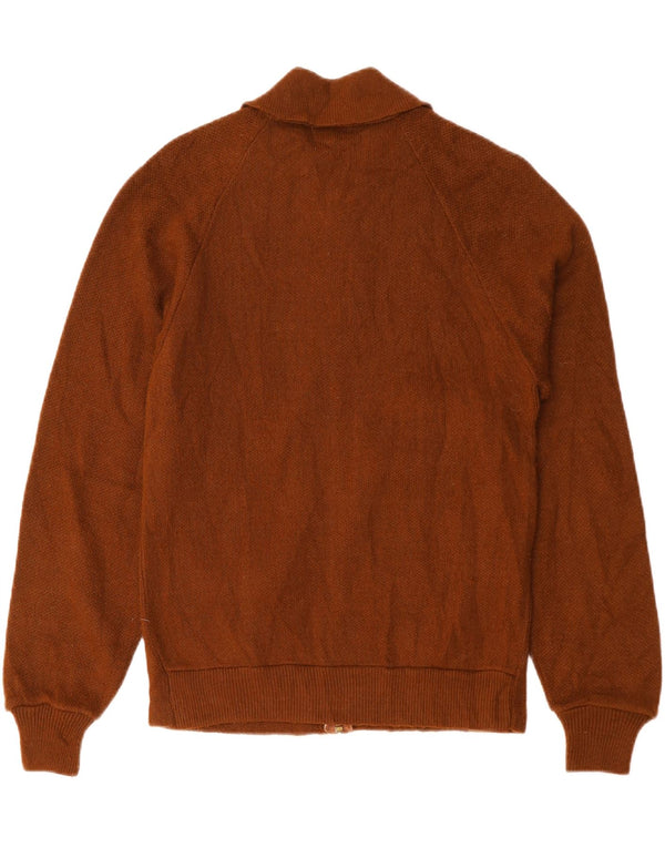 Maglione cardigan da donna VINTAGE UK 10 piccolo acrilico color block marrone