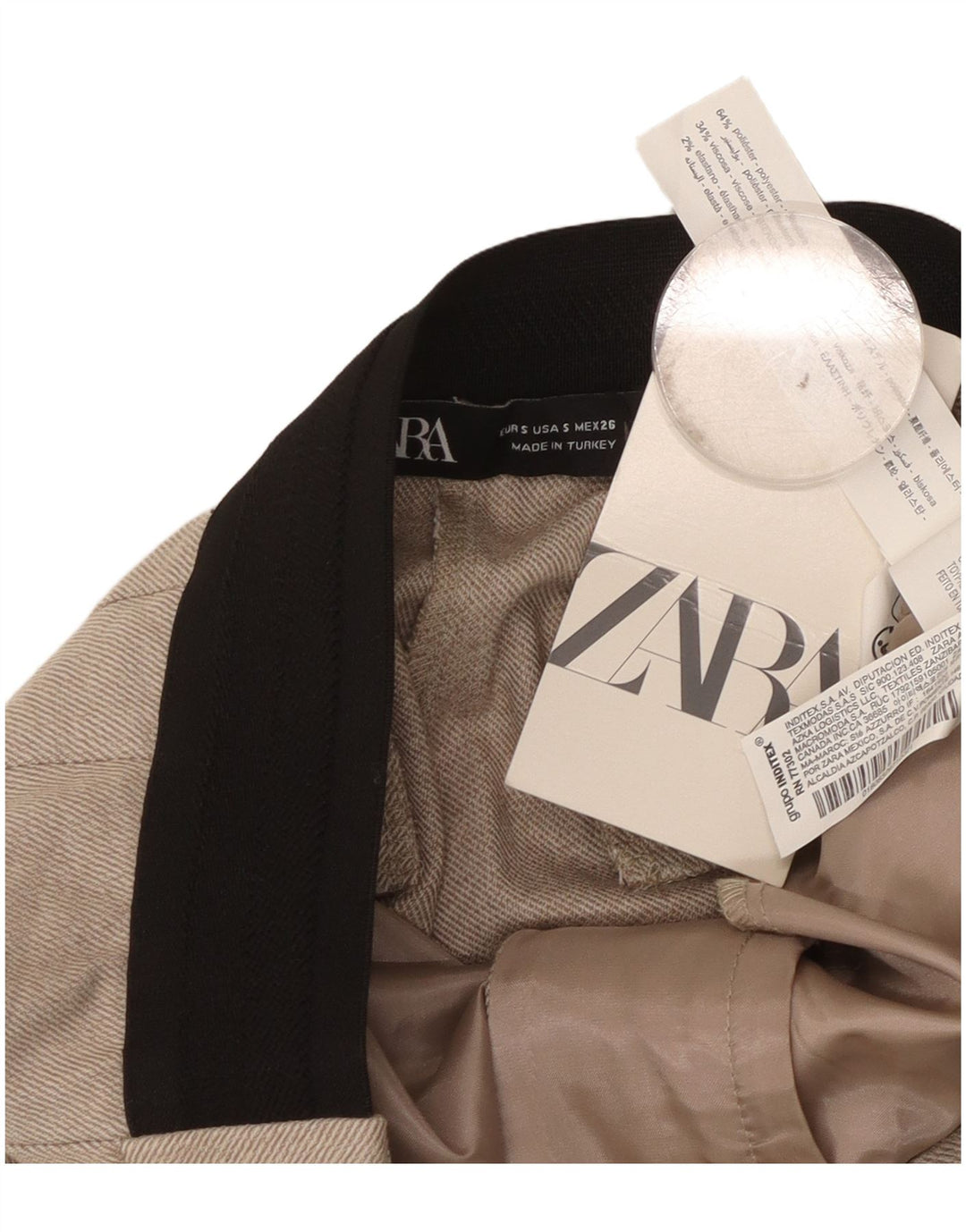 Pantaloni chino slim da donna Zara piccoli W26 L27 poliestere beige