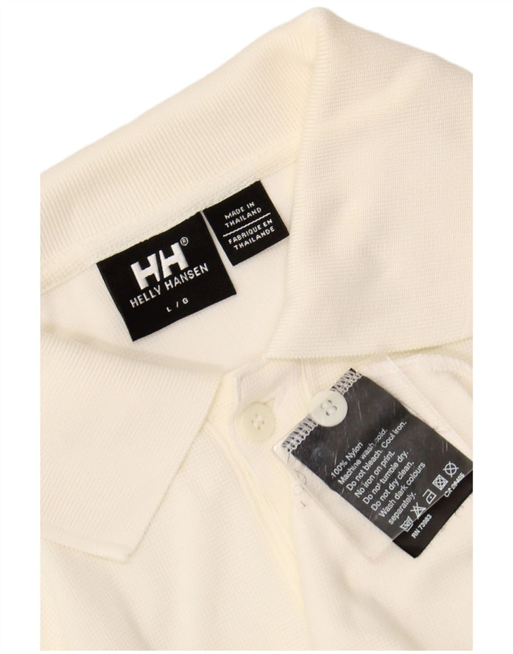 HELLY HANSEN Mens Polo Shirt Large White Nylon