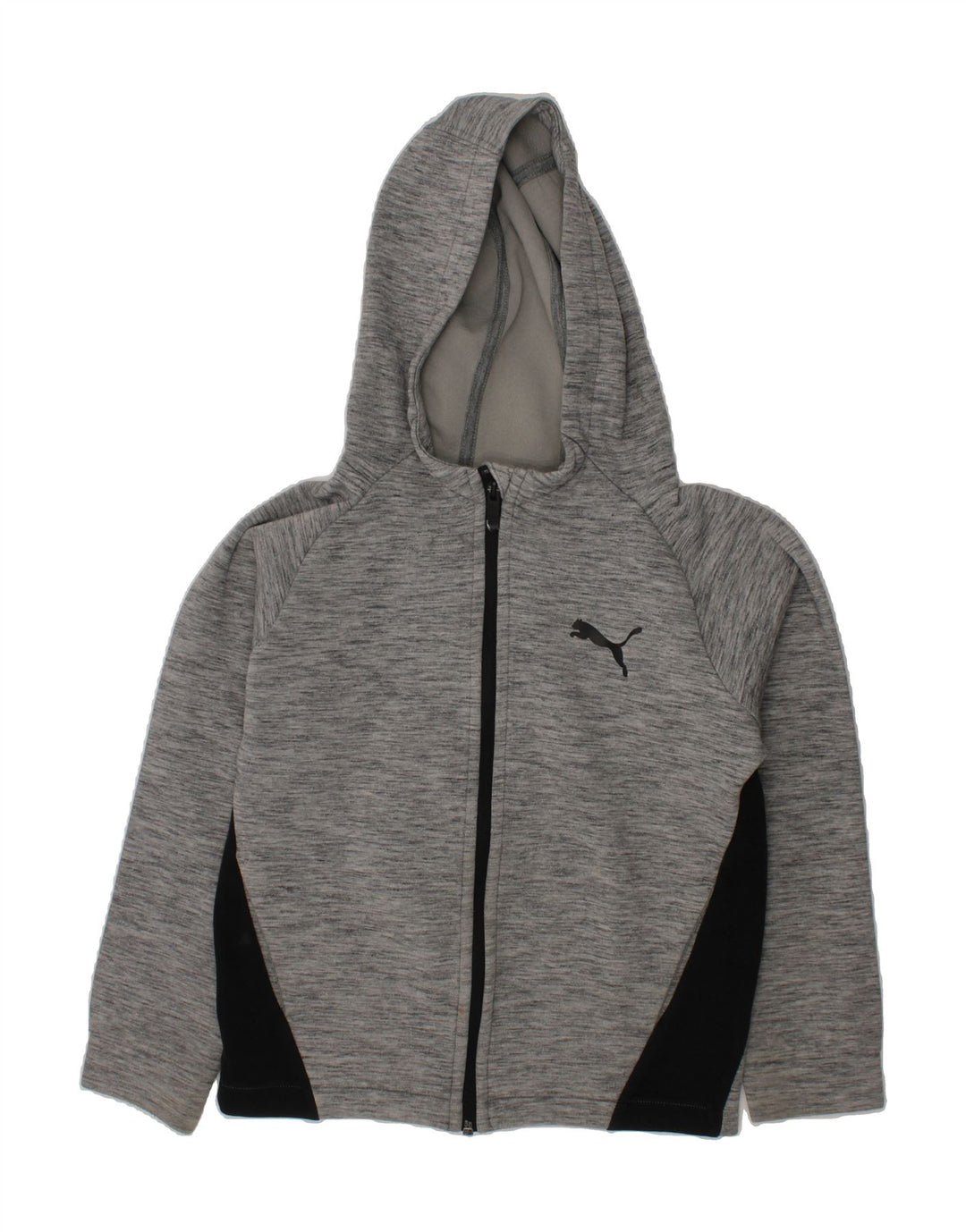 PUMA Boys Zip Hoodie Sweater 9-10 Years Grey Colourblock Vintage Puma and Second-Hand Puma from Messina Hembry 