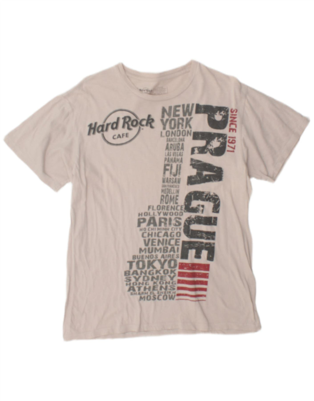 T-shirt grafica da uomo Hard Rock Cafe Praga, cotone bianco medio