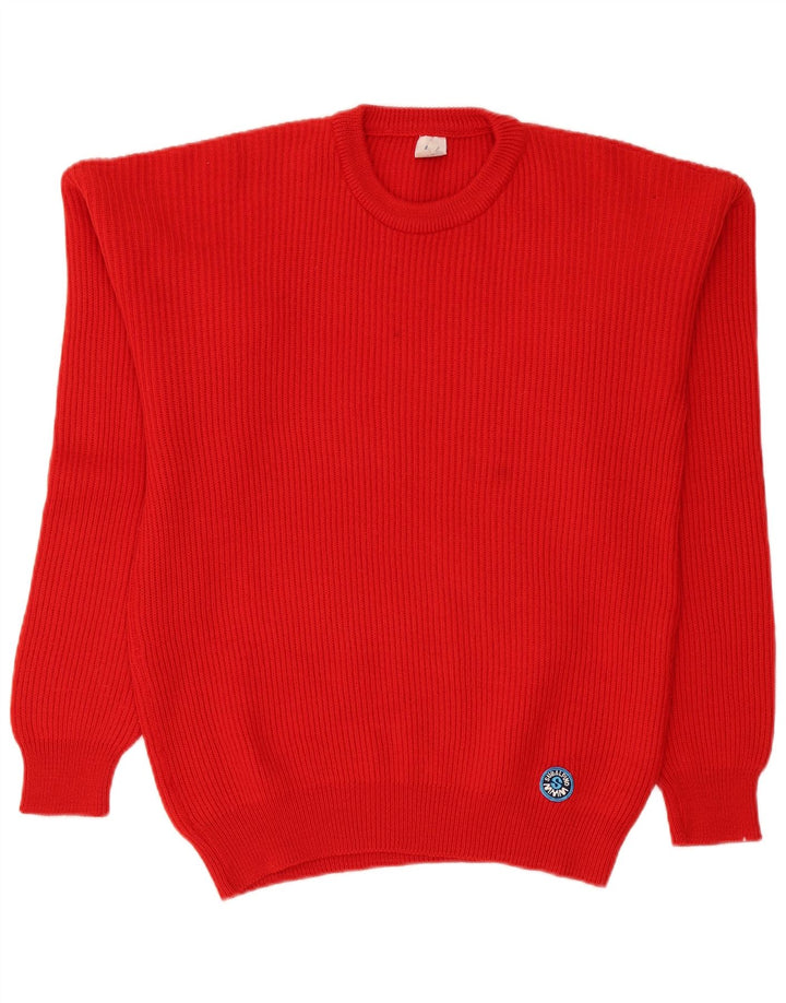 Maglione vintage da uomo girocollo IT 52 grande lana rossa