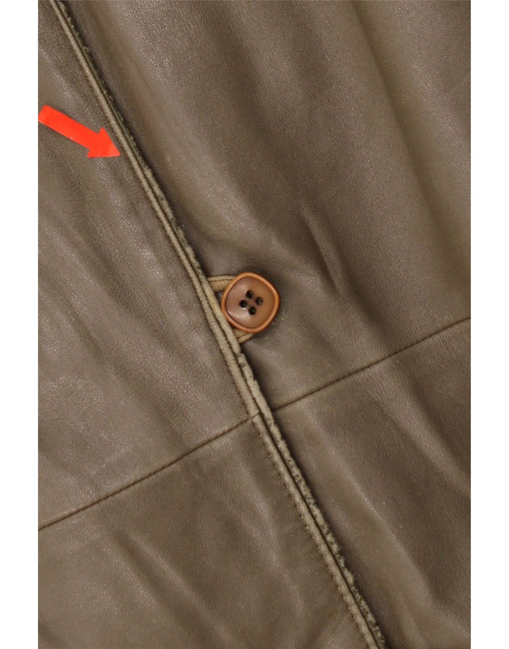 Giacca in pelle da donna vintage IT 44 in pelle kaki media