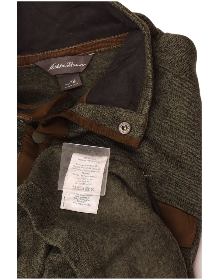 Eddie Bauer Felpa da uomo con collo alto e bottoni, media cachi chiazzata