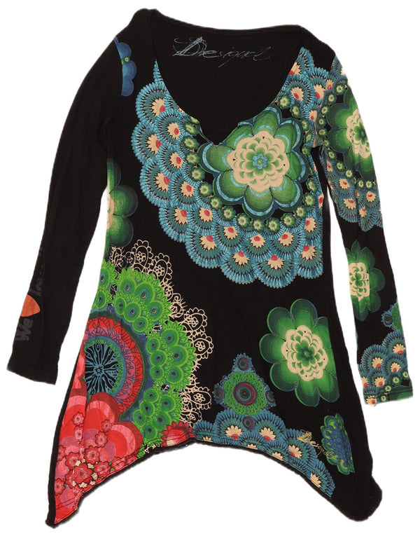 Abito tunica a maniche lunghe da donna Desigual UK 12 medio multicolore floreale