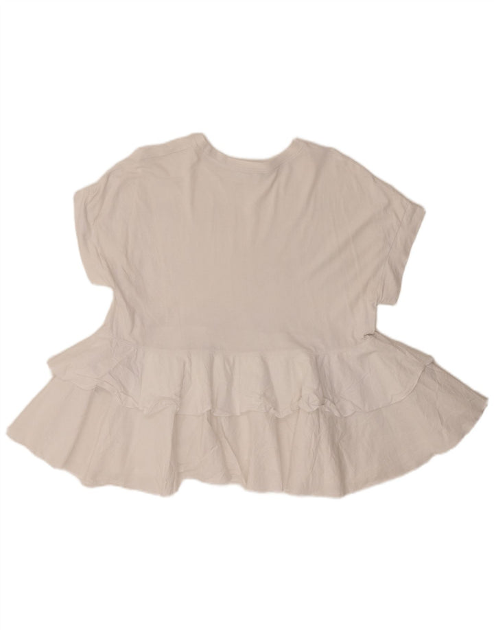 Camicetta da donna Zara con volant sul davanti, taglia UK 10, piccola, in cotone bianco