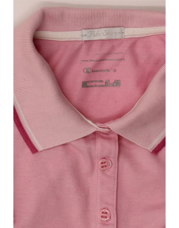 CHAMPION Womens Polo Shirt UK 14 Medium Pink Vintage Champion and Second-Hand Champion from Messina Hembry 