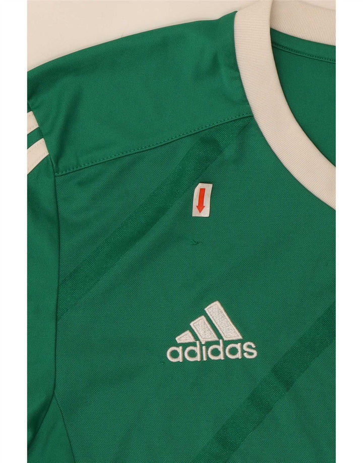 Top Adidas da uomo a maniche lunghe in poliestere a righe piccole verdi