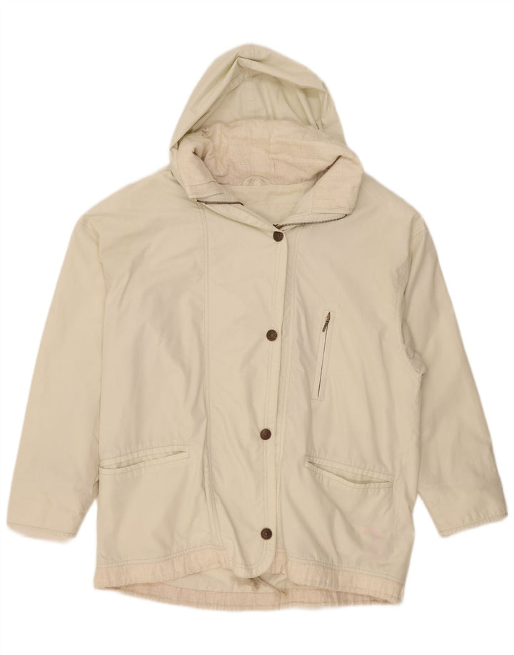 Giacca multiuso vintage da donna oversize con cappuccio UK 20 2XL bianco sporco